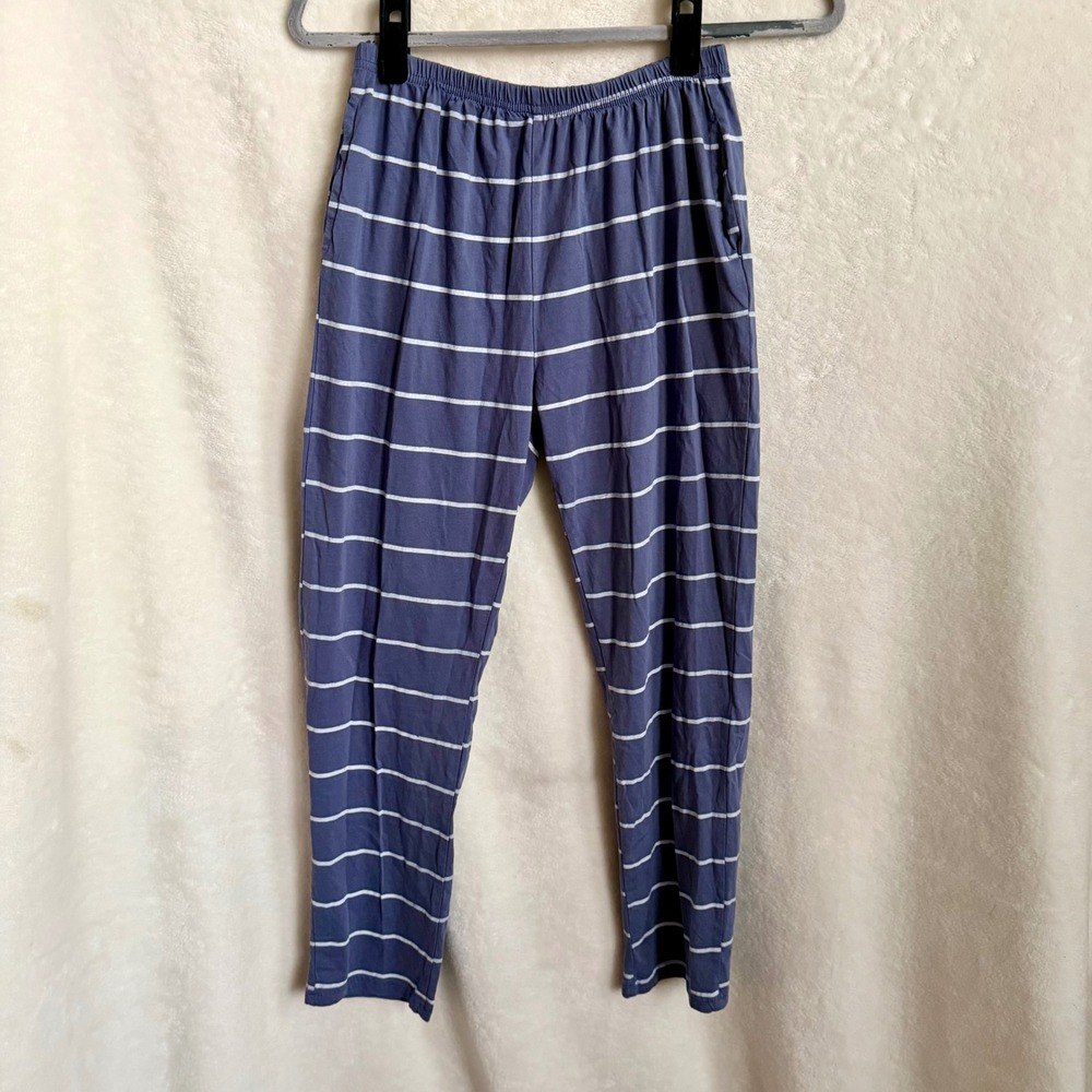Cychelry Big Girls Navy Blue White Stripe Cotton Sleep Pajama Pants Size 16